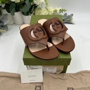 Women’s Gucci interlocking G leather sandals size 36.5 made in Italy